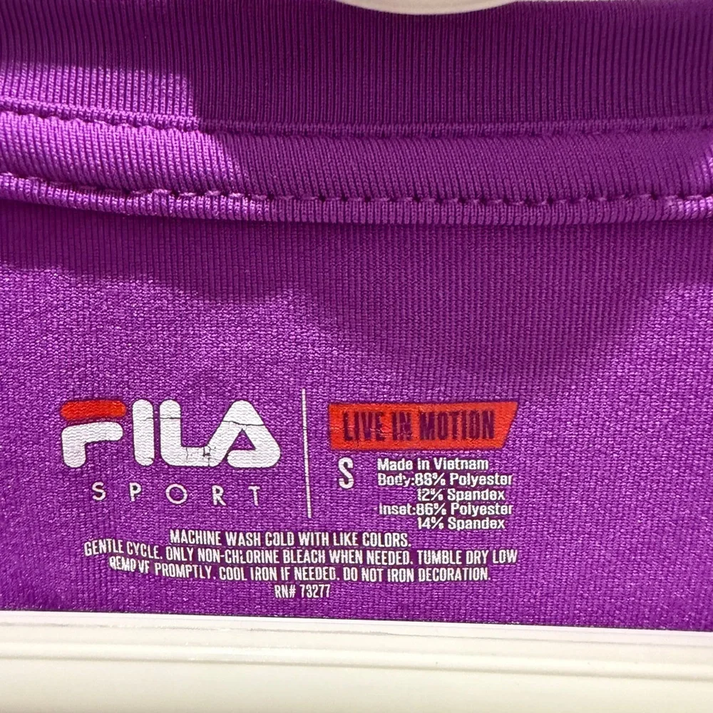 FILA Women's Long Sleeve V-Neck Top in Purple - Picture 2 of 2